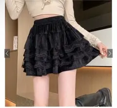 インパン裏地付きレースフリルティアードミニスカート　フリル　ミニスカ　GRL