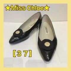 Miss Chloe ミスクロエ エナメル パンプス ブラック ローヒール 37