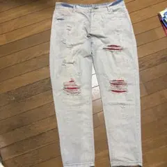 ダメージ加工スリムフィットデニム