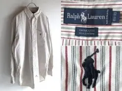 90sビンテージ ラルフローレン YARMOUTH ロゴ刺繍 ストライプシャツ