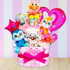 ★アンパンマン豪華3段おむつケーキ 女の子 出産祝いにオススメ！