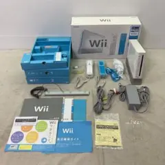 箱説有 任天堂 Wii 本体 ホワイト リモコンブルー付 モーションプラス　MA