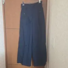 BEAMS HEARTネイビー ハイウエストワイドパンツ