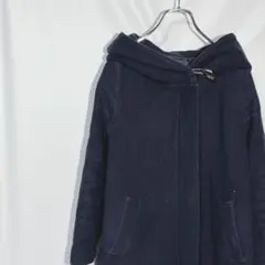 アーバンリサーチロッソ　ネイビーコートアウタージャケット　フード付きジップウール