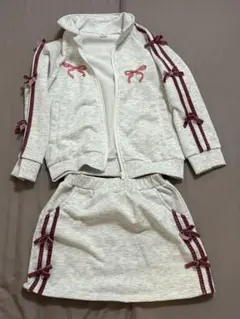 お値下げ中！リボン刺繍　パーカー　スカート　スウェットセットアップ　リボン付き