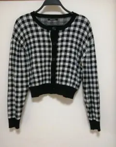 ワンコイン美品　BELIEVE ギンガムチェック柄 クロップドカーディガン　M