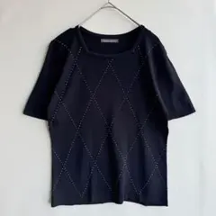 美品　Kate ecru レディース　サマーニット　アーガイル　スクエアカラー