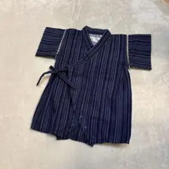 新品 甚平 ロンパース 70 お祭り 花火大会 浴衣　ネイビー　ストライプ