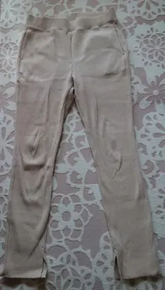 ユニクロ リブレギンスパンツ スリット入り L