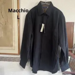 MACCHIO 黒 長袖シャツ L ピッグスキンのようなスウェードみたいな生地