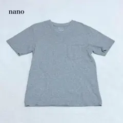 ナノユニバース メンズ Tシャツ(M)Vネック 半袖 グレー　定番　シンプル