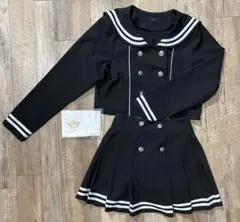 amilige セーラー　セットアップ　ブラック×ホワイト　スカーフ付き