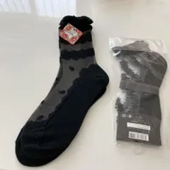 Black Wings 透け感ドットソックス2点