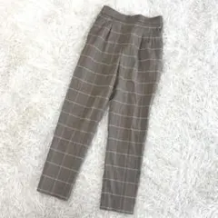 GLOBAL WORK チェック柄 テーパードパンツ XS ウエストゴム
