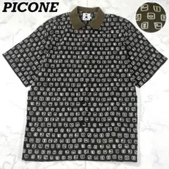 CPG GOLF　モックネック　半袖シャツ　総柄　立体ロゴ　ベージュ　黒色　3 CPG GOLF モックネック 半袖シャツ 総柄 立体ロゴ ベージュ 黒色 3