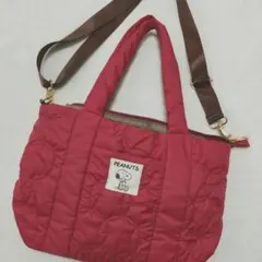 SNOOPY PEANUTS 2wayキルティングバッグ 　赤