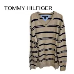 B0109トミーヒルフィガー長袖 ボーダーニットセーター　大きめXL　ビジネス