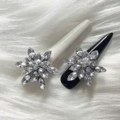 P1094(1個)ネイルパーツ シルバー デカパーツ 成人式 お花 キラキラ