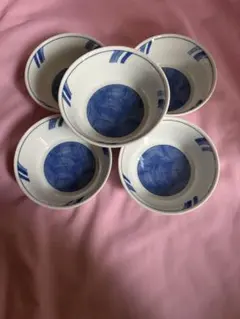 青と白の陶器ボウル 5個セット