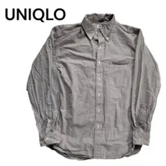 ユニクロ オックスフォードシャツ 長袖 グレー M メンズ ボタンダウン 春　秋