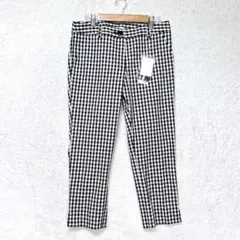 ナチュラルビューティーベーシック タグ付き チェック クロップドパンツ L 白黒のサムネイル
