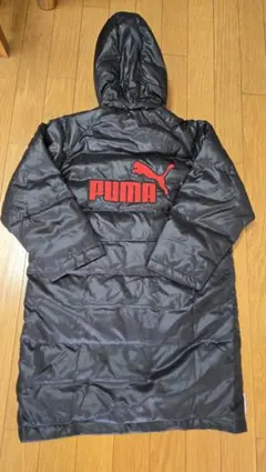 PUMA フード付きダウンコート ブラック/レッド　130センチ