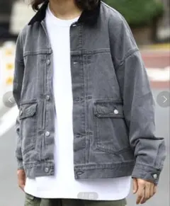 フリークスストア　ビッグシルエット コーデュロイ襟切り替え デニムジャケット