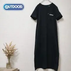 OUTDOOR PRODUCTS Tシャツワンピース ロング ポケット M 黒のサムネイル