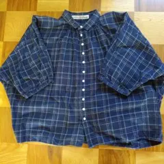 ブロカント　グランシャツ　チェック柄 　 五分袖シャツ　 サイズ2