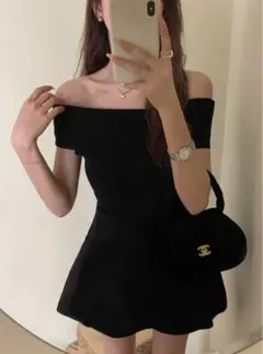 オフショルダーニットミニワンピースac2448