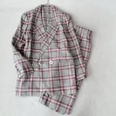 高級✨レリアン スーツ セットアップ ダブルジャケット スカート　チェック　M