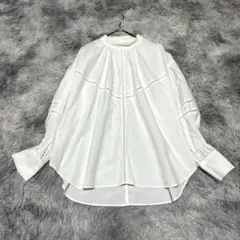 【ロートレアモン】ブラウス ホワイト M 帯レース 長袖 ビックシルエット 清楚のサムネイル