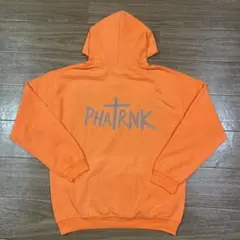【人気】ファットランク バックプリント パーカー オレンジ M ストリート