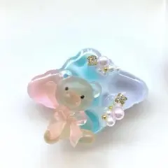 レジン ヘアゴム 海塗り シェル くまちゃん クリアブルー◡̈♥︎ ※透け