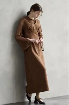 AIMER チュールブラウス付きジャカードIラインドレス