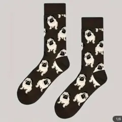 新品未使用品　パグソックス　靴下　ブラウン　茶　わんちゃん　犬　かわいい　可愛い