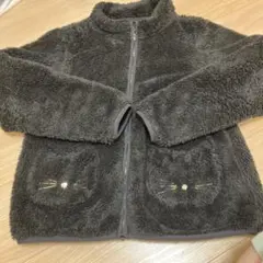 エニィファム 黒のフリースジャケット 150 猫ポケット付き