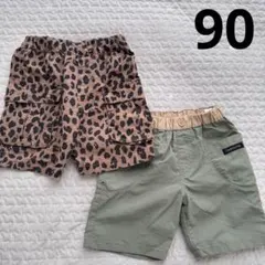 90 男の子 ハーフパンツ 半ズボン ヒョウ柄 カーキ 水陸両用