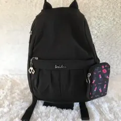★美品★beside u ドレープデザイン　ミニリュック　ブラック　ポーチ付き