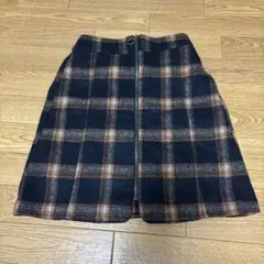 チェック柄タイトミニスカート olive des olive ネイビー オレンジ