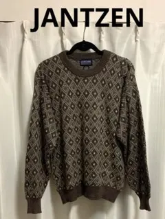 ☆JANTZEN☆CLASSICS総柄アーガイル.ひし形ニット メンズ　ブラウンのサムネイル