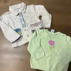 seraph セラフ　花刺繍ニットセーターとカーディガンセット　90