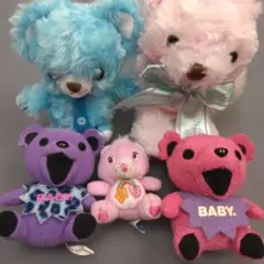 熊のカラフルキャラクターぬいぐるみ5体セット