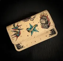 ◼︎アメトラ　ヴィンテージ調　総柄ミドルトラッカーウォレット