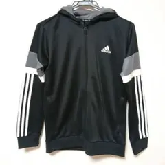 adidas アディダス キッズ 160 ジップアップパーカー ブラック