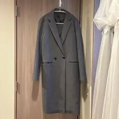 グレー ダブルボタン チェスターコート着丈97