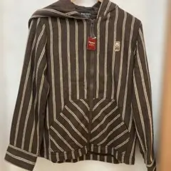 drug store's. フード付きパーカー ブラウンストライプ新品