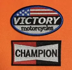 A2171 Champion Plug & Victory 刺繍ワッペンアイロン
