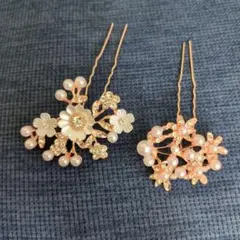 【美品】エレガントな花モチーフヘアピン2個セット