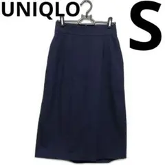 UNIQLO チェックナロースカート（ハイウエスト）ネイビーS